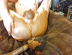 Jerking off hard with crap