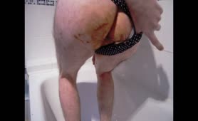 Shitting in his black undies