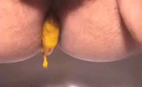 Yellow shit in close up
