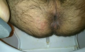 Hairy man dropped a big thick turd