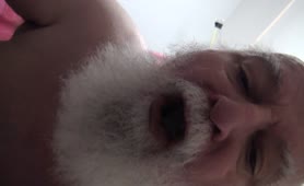 Old man spits poop from his mouth