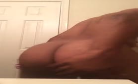 Muscular guy teasing with his clean ass