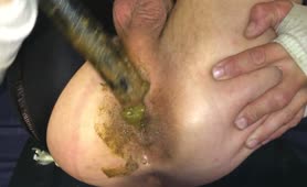Rubbing shit on his entire ass