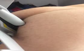Giant guy shitting on a dildo
