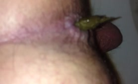 Green turd stuck in tight ass